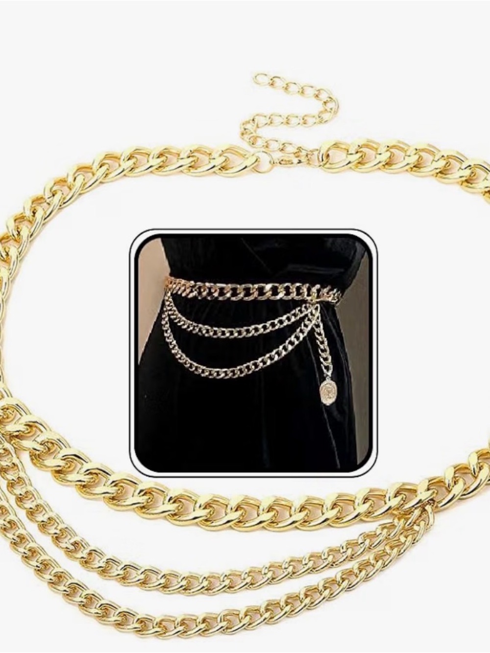 Gold Chain Layered Women’s Waist Belt